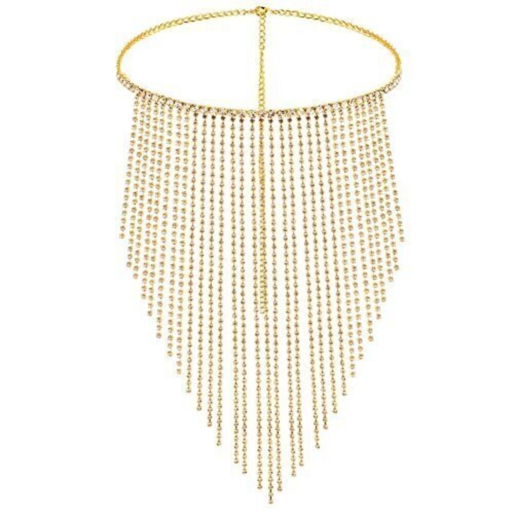 7100 Fringe Masquerade Mask , Vintage Rhinestone Tassel Face Mask, Gold